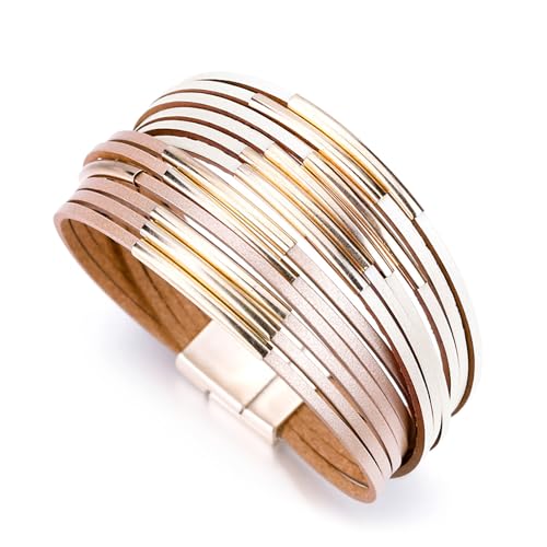 Fesciory Women's Boho Western Leather Wrap Cuff Bracelet