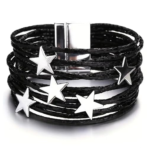 Fesciory Women's Boho Western Leather Wrap Cuff Bracelet