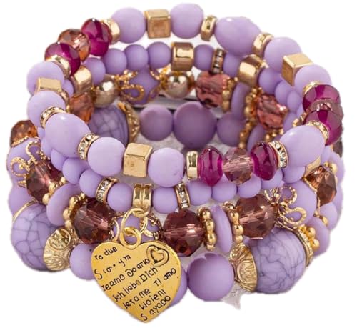 Jewellify Women's Boho Beaded Stackable Bracelet Set