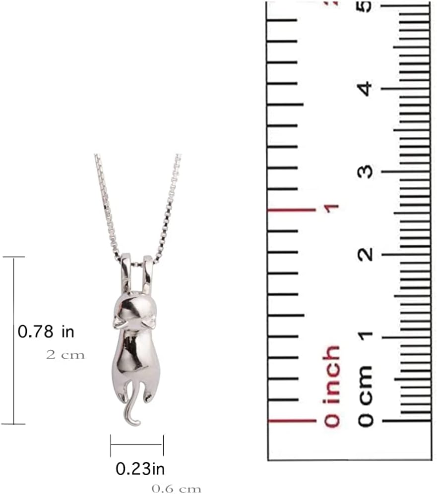 S.Leaf Women's Sterling Silver Cat Pendant Necklace