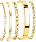 Poxtex Women's 14K Gold Plated Stackable Link Bracelet Set