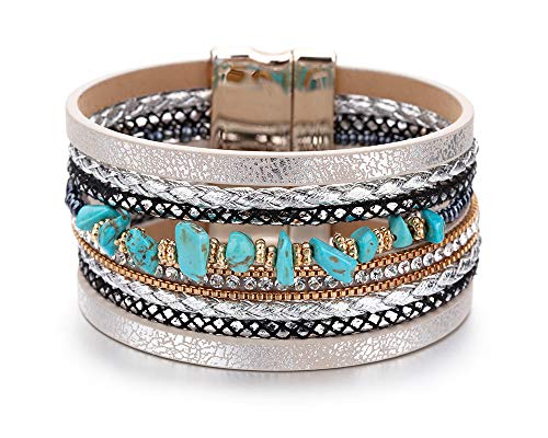 Fesciory Women's Boho Western Leather Wrap Cuff Bracelet