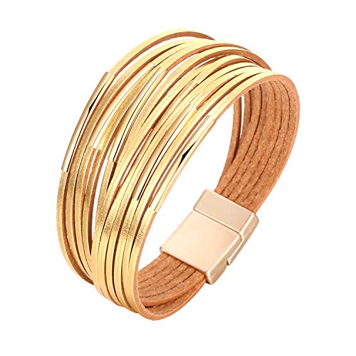 Fesciory Women's Boho Western Leather Wrap Cuff Bracelet
