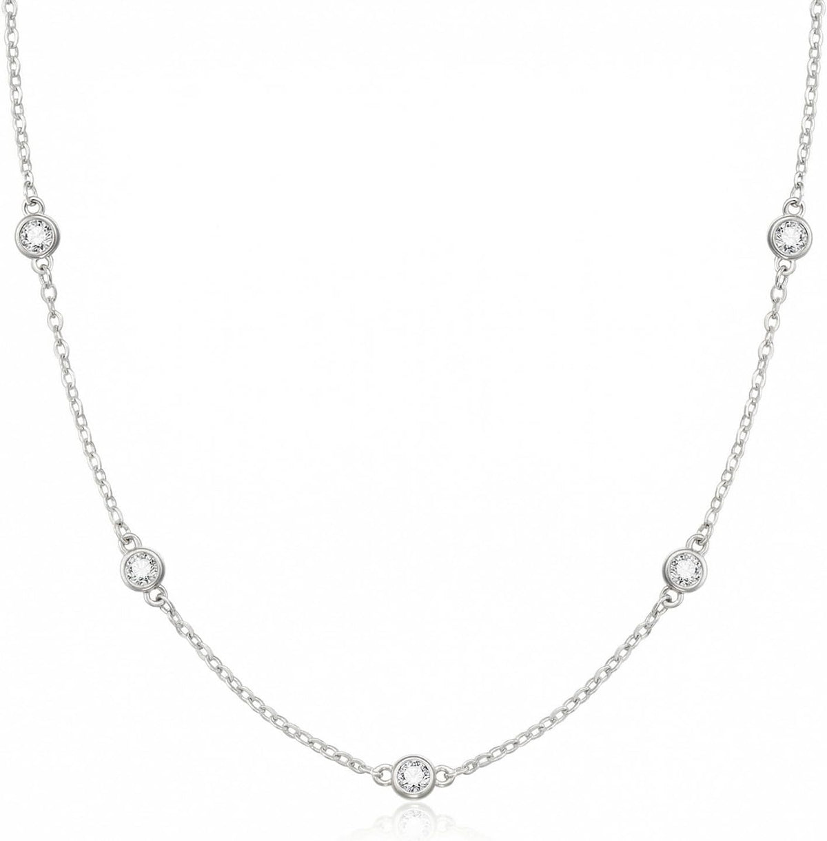 CUEZIY Women's Cubic Zirconia Station Choker Necklace