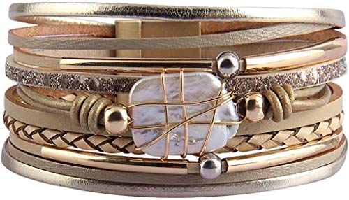 Fesciory Women's Boho Western Leather Wrap Cuff Bracelet