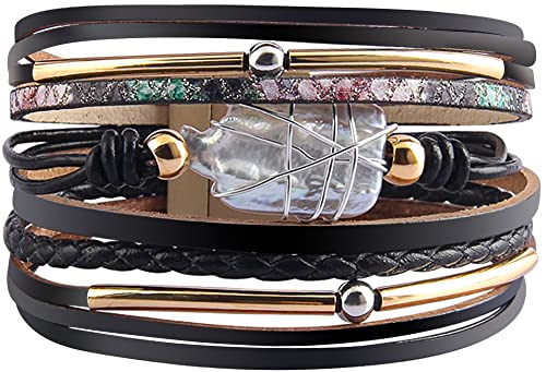 Fesciory Women's Boho Western Leather Wrap Cuff Bracelet