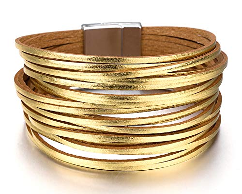 Fesciory Women's Boho Western Leather Wrap Cuff Bracelet