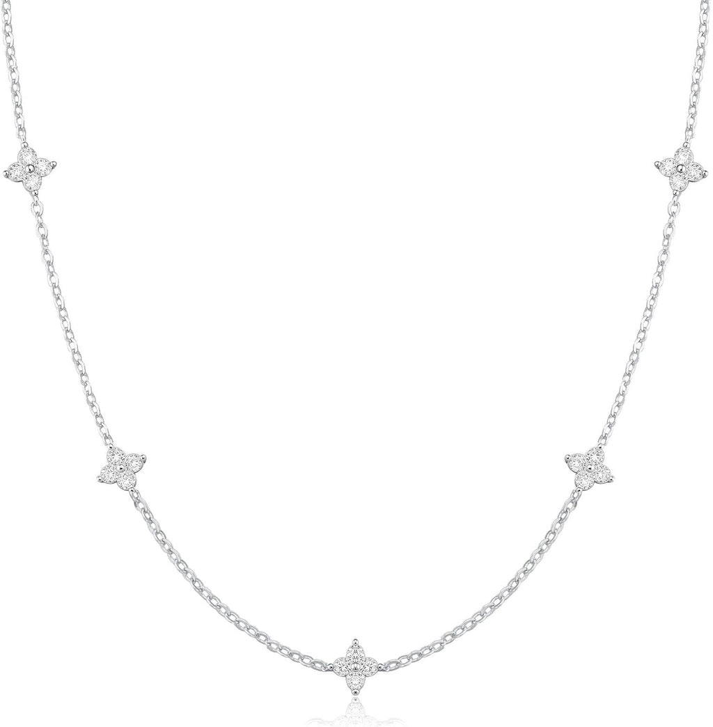 CUEZIY Women's Cubic Zirconia Station Choker Necklace