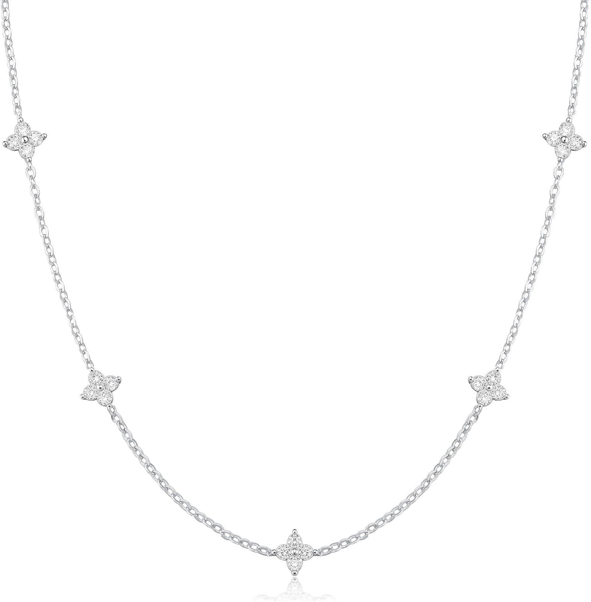 CUEZIY Women's Cubic Zirconia Station Choker Necklace