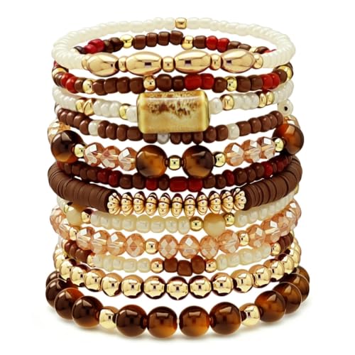 Opalaysria Women's Bohemian Beaded Stretch Bracelet Set