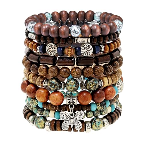 Opalaysria Women's Bohemian Beaded Stretch Bracelet Set