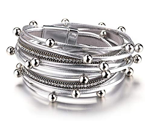 Fesciory Women's Boho Western Leather Wrap Cuff Bracelet