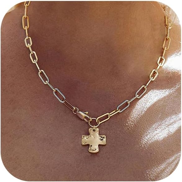 Bheop Women's Chunky Cross Pendant Necklace