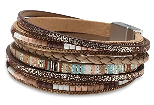 Fesciory Women's Boho Western Leather Wrap Cuff Bracelet