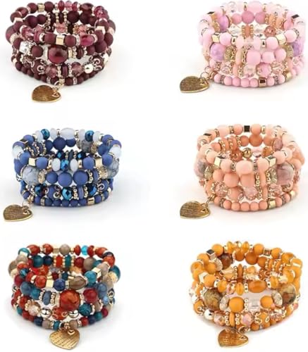 Jewellify Women's Boho Beaded Stackable Bracelet Set