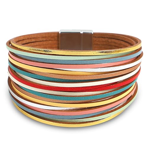 Fesciory Women's Boho Western Leather Wrap Cuff Bracelet