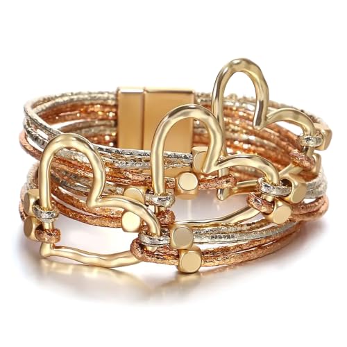 Fesciory Women's Boho Western Leather Wrap Cuff Bracelet