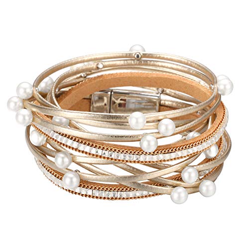 Fesciory Women's Boho Western Leather Wrap Cuff Bracelet