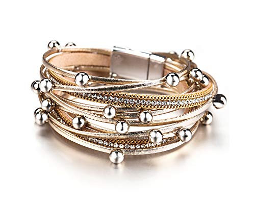 Fesciory Women's Boho Western Leather Wrap Cuff Bracelet