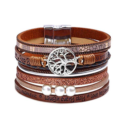 Fesciory Women's Boho Western Leather Wrap Cuff Bracelet