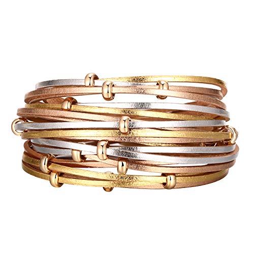 Fesciory Women's Boho Western Leather Wrap Cuff Bracelet