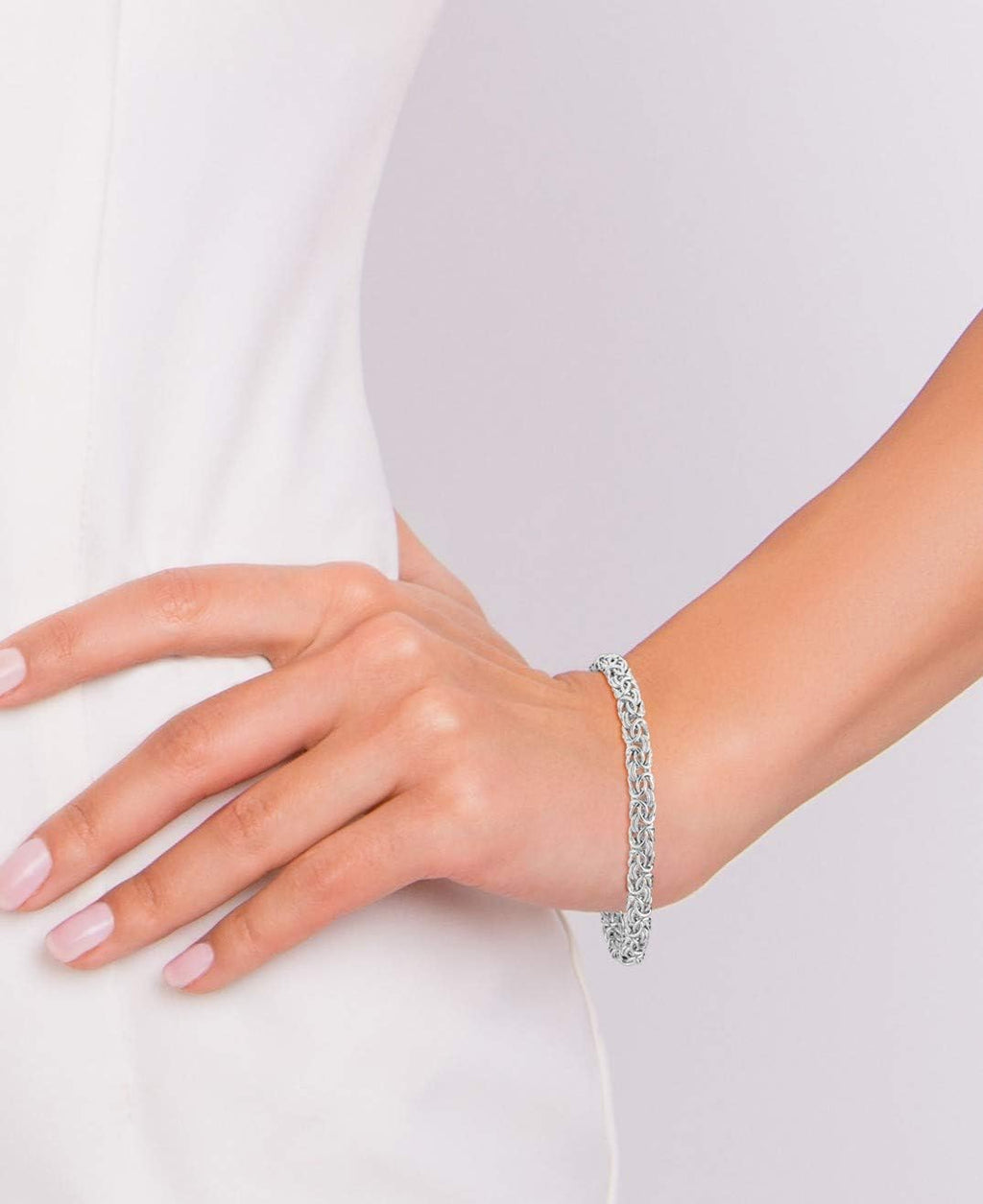 Miabella Women's Italian 925 Sterling Silver Byzantine Bracelet
