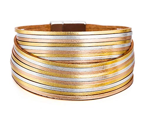 Fesciory Women's Boho Western Leather Wrap Cuff Bracelet