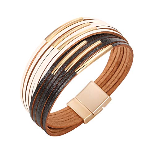 Fesciory Women's Boho Western Leather Wrap Cuff Bracelet
