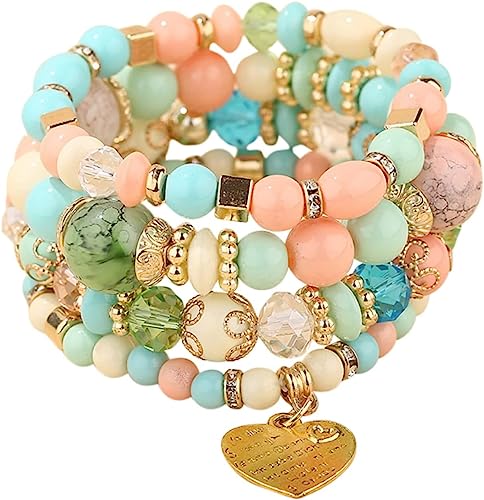 Jewellify Women's Boho Beaded Stackable Bracelet Set