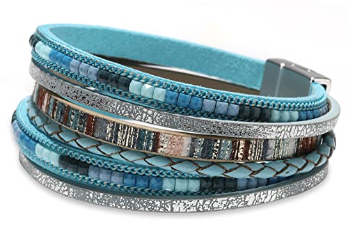 Fesciory Women's Boho Western Leather Wrap Cuff Bracelet