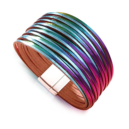 Fesciory Women's Boho Western Leather Wrap Cuff Bracelet