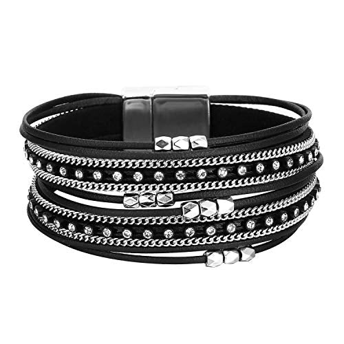 Fesciory Women's Boho Western Leather Wrap Cuff Bracelet