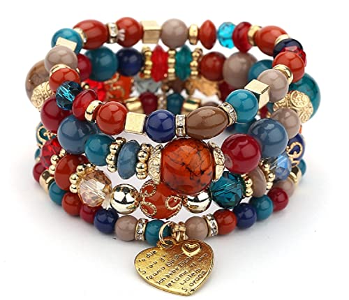 Jewellify Women's Boho Beaded Stackable Bracelet Set