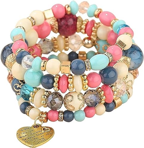 Jewellify Women's Boho Beaded Stackable Bracelet Set