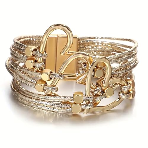 Fesciory Women's Boho Western Leather Wrap Cuff Bracelet