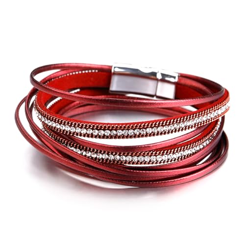 Fesciory Women's Boho Western Leather Wrap Cuff Bracelet
