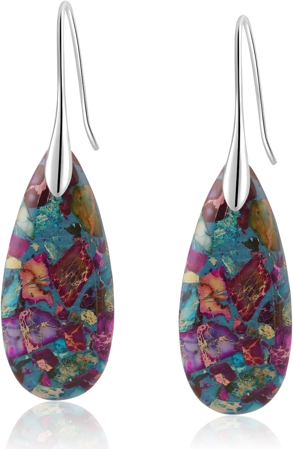 Sriomu Women's Natural Stone Fishhook Dangle Earrings