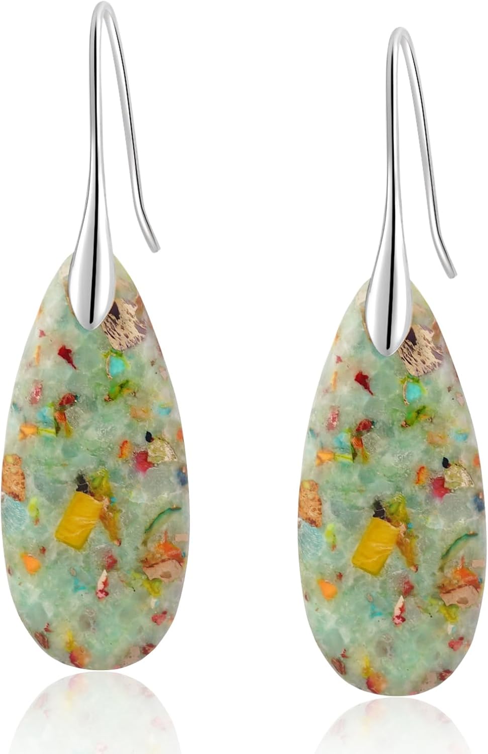 Sriomu Women's Natural Stone Fishhook Dangle Earrings