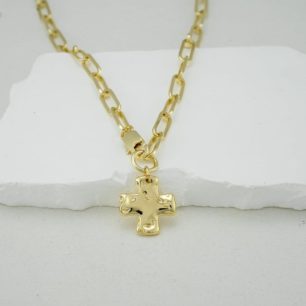 Bheop Women's Chunky Cross Pendant Necklace
