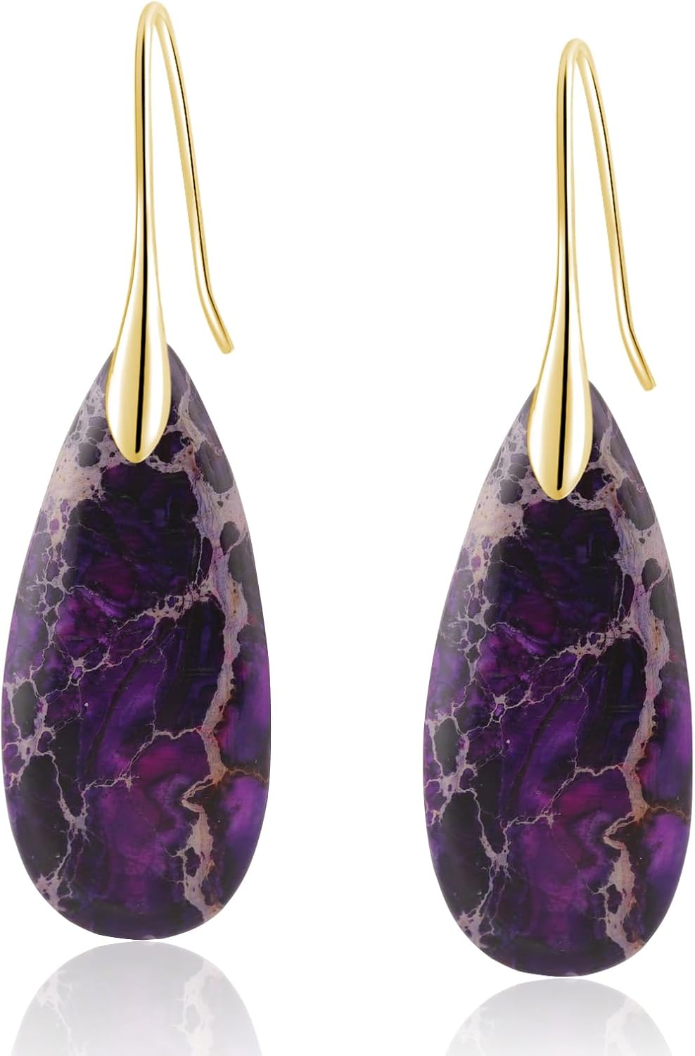 Sriomu Women's Natural Stone Fishhook Dangle Earrings