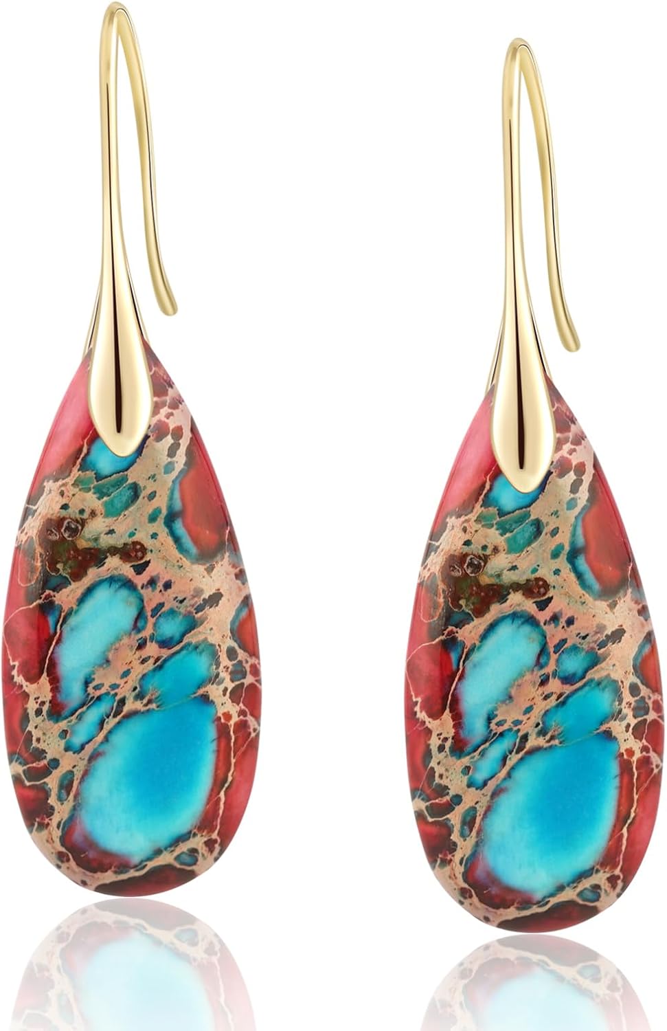 Sriomu Women's Natural Stone Fishhook Dangle Earrings