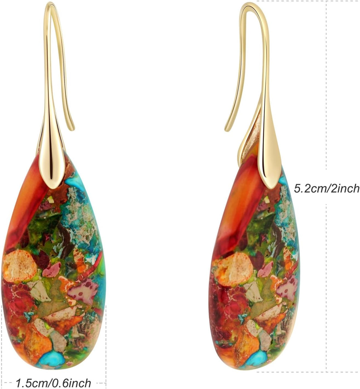 Sriomu Women's Natural Stone Fishhook Dangle Earrings