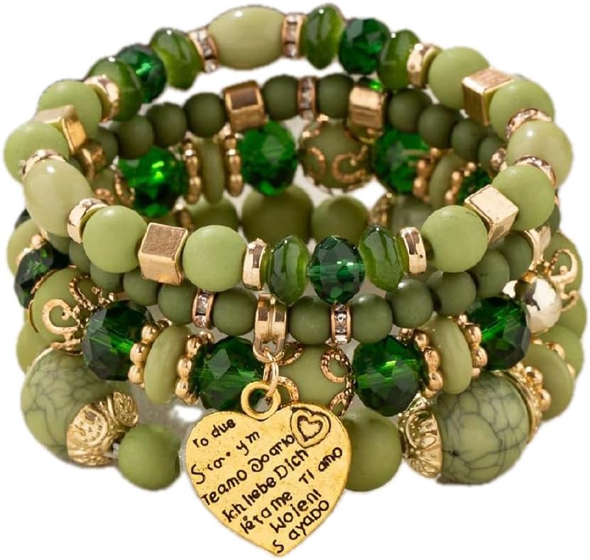 Jewellify Women's Boho Beaded Stackable Bracelet Set