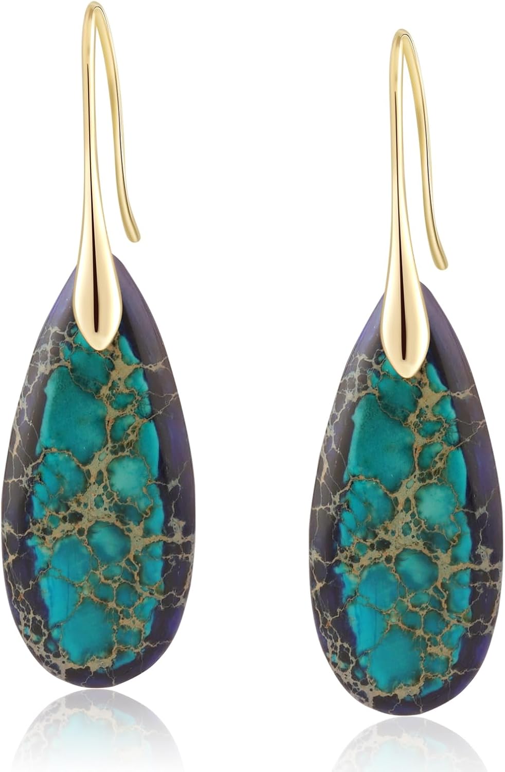 Sriomu Women's Natural Stone Fishhook Dangle Earrings