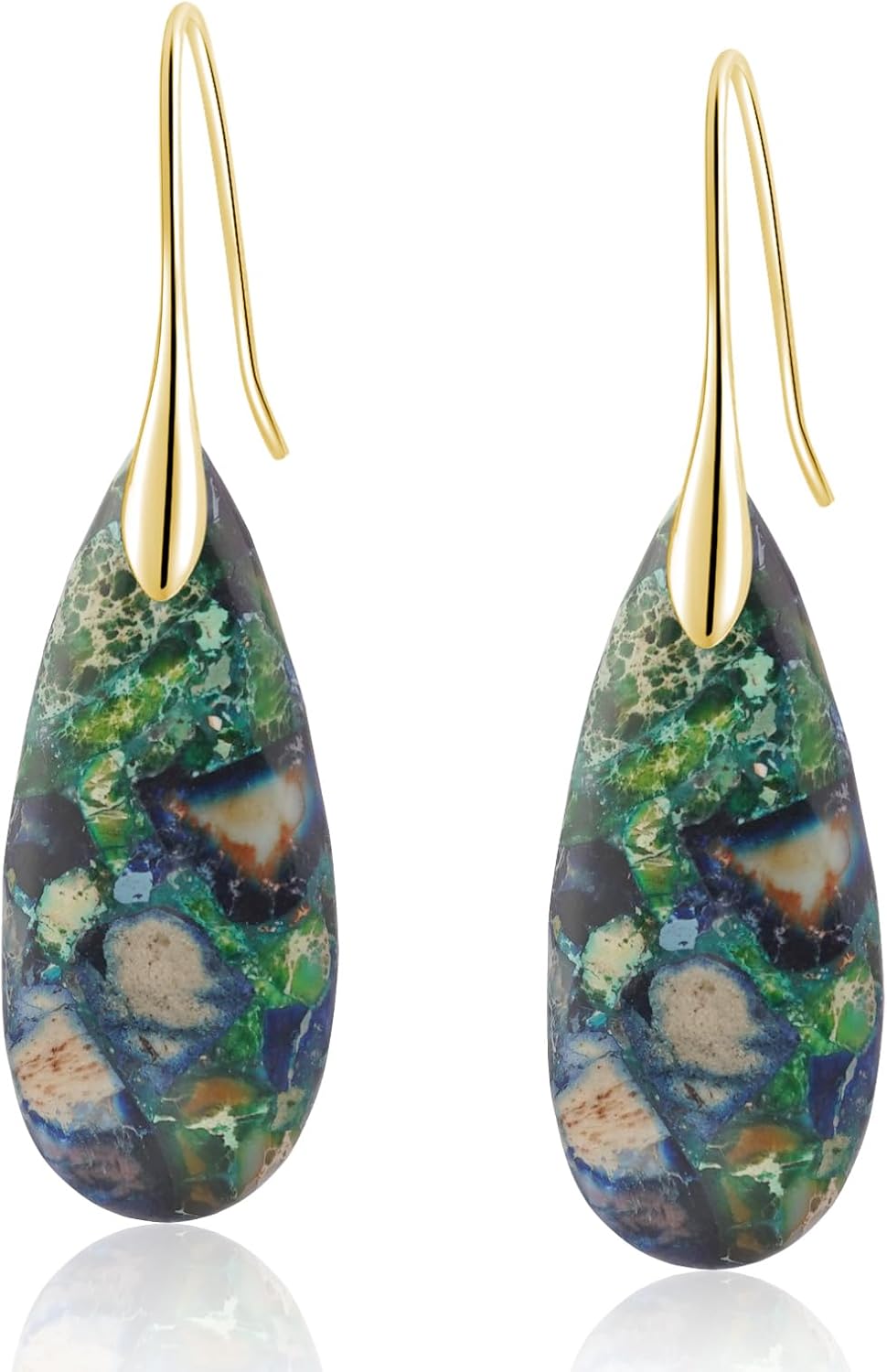 Sriomu Women's Natural Stone Fishhook Dangle Earrings