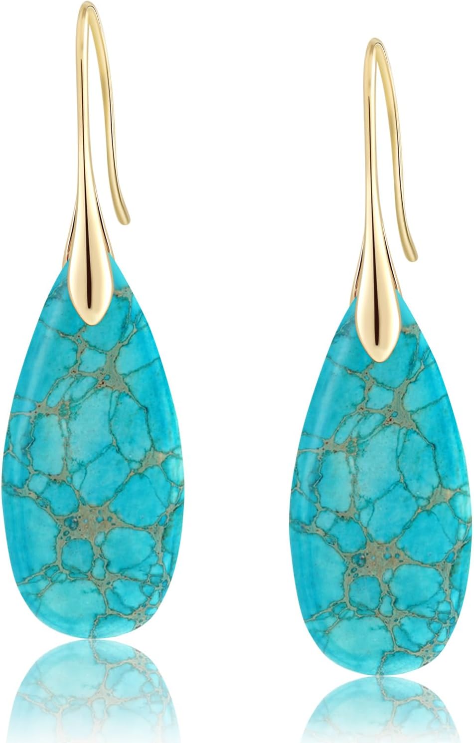 Sriomu Women's Natural Stone Fishhook Dangle Earrings