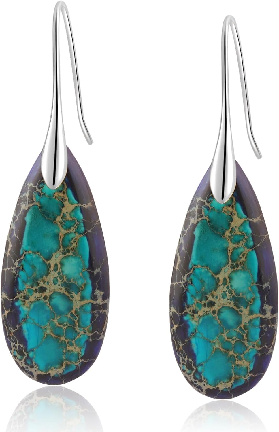 Sriomu Women's Natural Stone Fishhook Dangle Earrings