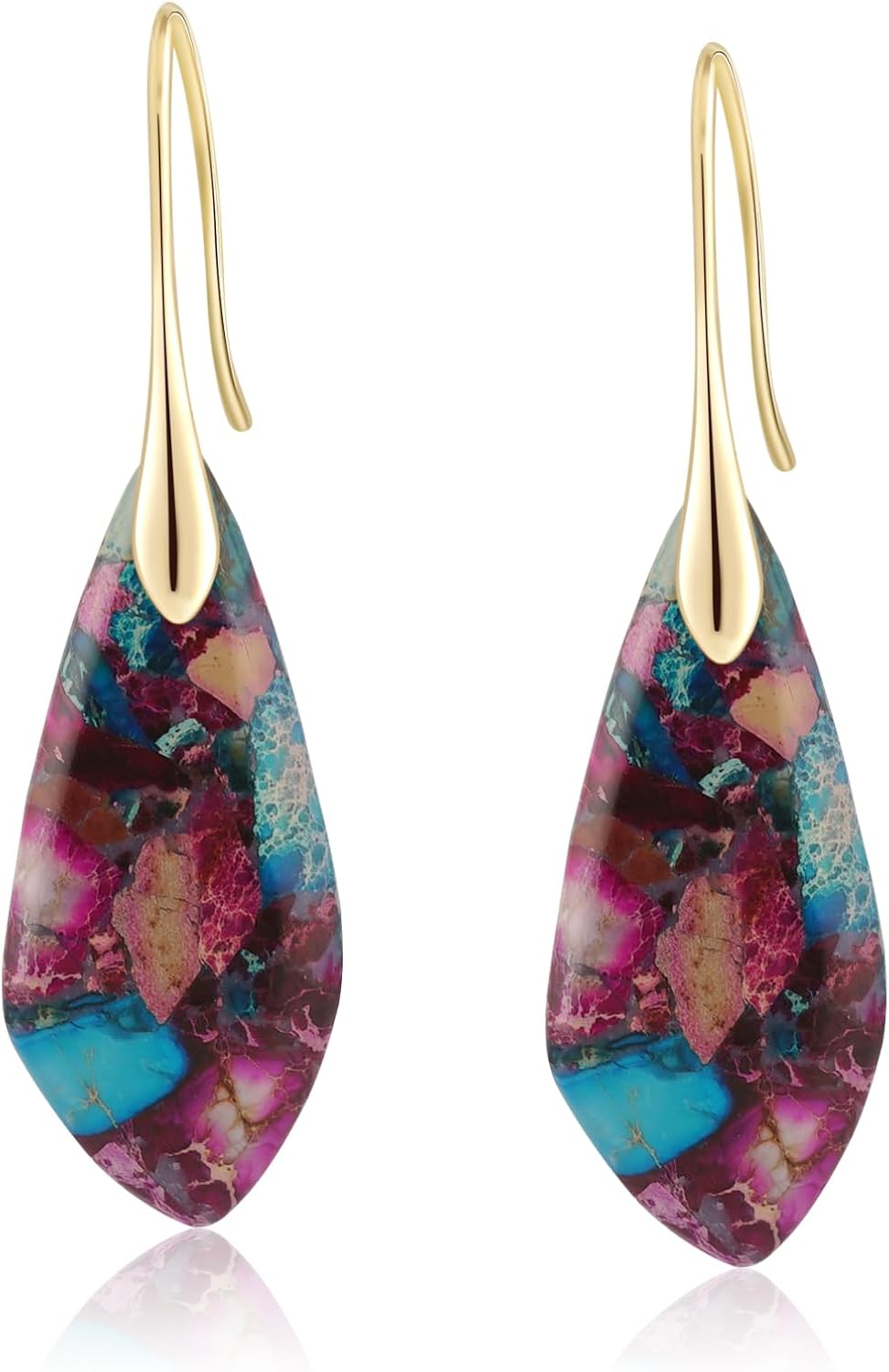 Sriomu Women's Natural Stone Fishhook Dangle Earrings