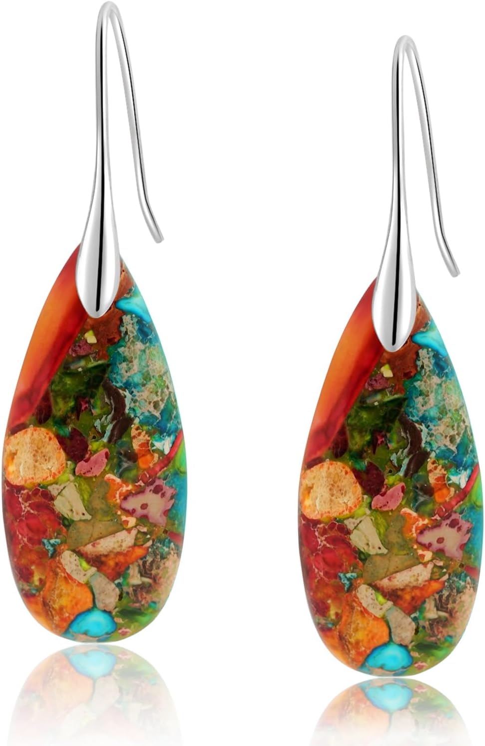 Sriomu Women's Natural Stone Fishhook Dangle Earrings