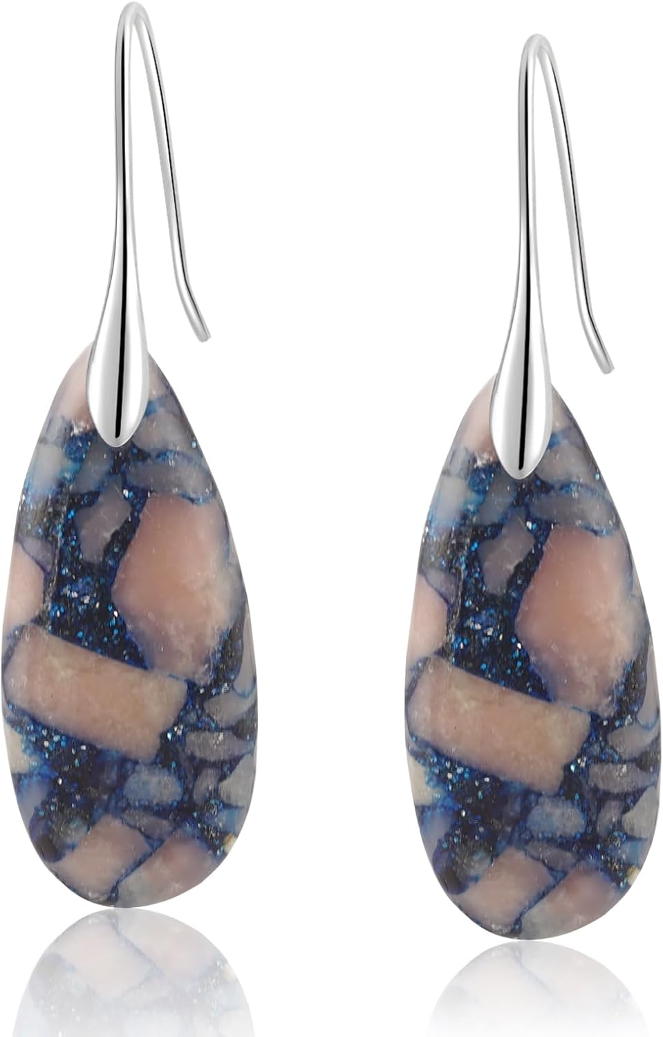 Sriomu Women's Natural Stone Fishhook Dangle Earrings